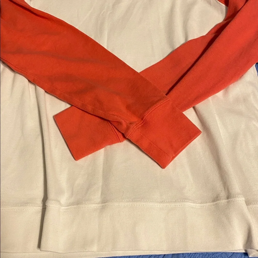 Eddie Bauer White and Orange Crewneck Top. Soft and comfortable - Picture 4 of 7